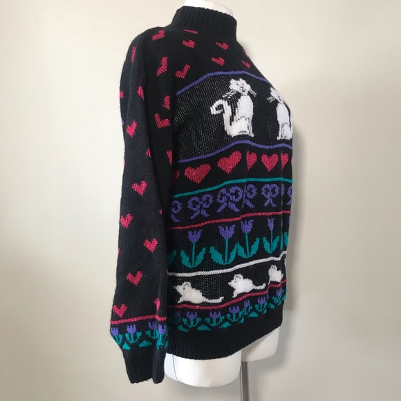 Vintage ADELE KNITWEAR Cat Lover Knit Sweater - Picture 5 of 8